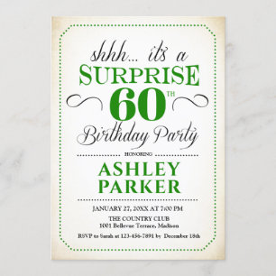 Surprise 60th Birthday Party - White Green Invitation