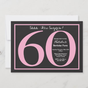 Surprise 60th Birthday Pink and Black Chalkboard Invitation