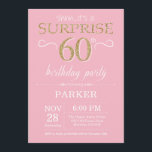Surprise 60th Birthday Pink and Gold Glitter Invitation<br><div class="desc">Surprise 60th Birthday Invitation with Pink and Gold Glitter Background. Chalkboard. Adult Birthday. Men or Women Bday Invite. Any age. For further customisation,  please click the "Customise it" button and use our design tool to modify this template.</div>