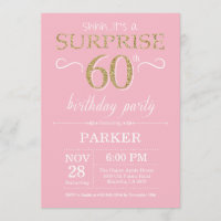 Surprise 60th Birthday Pink and Gold Glitter