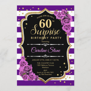 Surprise 60th Birthday - Purple Gold Invitation