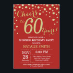 Surprise 60th Birthday Red and Gold Diamond Invitation<br><div class="desc">Surprise 60th Birthday Invitation with Red and Gold Glitter Diamond Background. Gold Confetti. Adult Birthday. Male Men or Women Birthday. For further customisation,  please click the "Customise it" button and use our design tool to modify this template.</div>