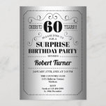 Surprise 60th Birthday - Silver Black Invitation<br><div class="desc">Surprise 60th Birthday Invitation. Retro design in faux silver foil and black. Cheers to 60 years! Can be also personalized into any year.</div>