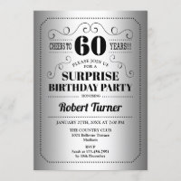 Surprise 60th Birthday - Silver Black