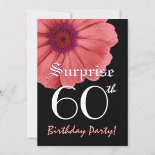 SURPRISE 60th Birthday Template Coral Pink Daisy