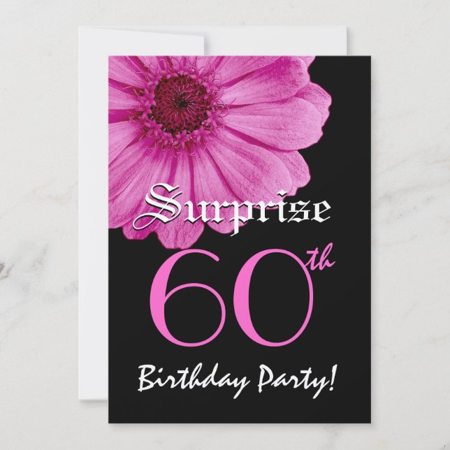 SURPRISE 60th Birthday Template Pink Daisy (Front)