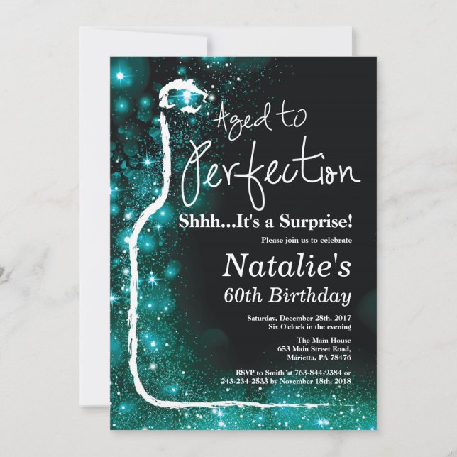 Surprise 60th Birthday Wine Aged to Perfection Invitation (Front)