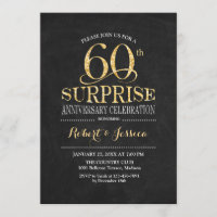 Surprise 60th Wedding Anniversary Chalkboard Gold