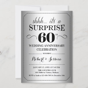 Surprise 60th Wedding Anniversary - Silver Black Invitation