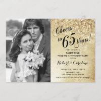 Surprise 65th Anniversary with Photo - Gold