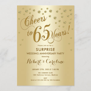 Surprise 65th Wedding Anniversary - Gold Invitation