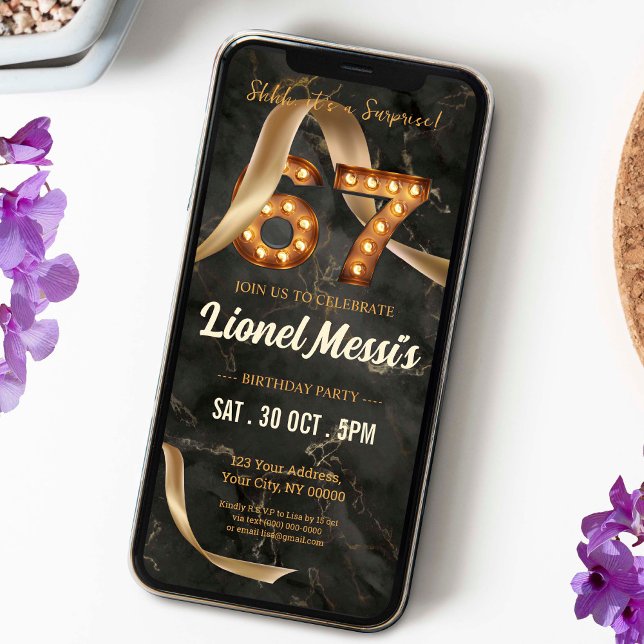 Surprise 67th Birthday Mobile Invitation (Creator Uploaded)