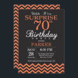 Surprise 70th Birthday Black and Coral Chevron Invitation<br><div class="desc">Surprise 70th Birthday Invitation with Black and Coral Chevron. Chalkboard. Adult Birthday. Man or Women Bday Invite. For further customisation,  please click the "Customise it" button and use our design tool to modify this template.</div>