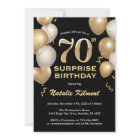Surprise 70th Birthday Black and Gold Balloons