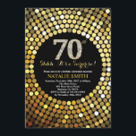 Surprise 70th Birthday Black and Gold Glitter Invitation<br><div class="desc">Surprise 70th Birthday Invitation. Black and Gold Glitter. Gold Diamond. Adult Birthday Party. For Men or Women. For further customisation,  please click the "Customise it" button and use our design tool to modify this template.</div>