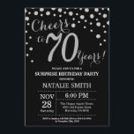 Surprise 70th Birthday Black and Silver Diamond Invitation<br><div class="desc">Surprise 70th Birthday Invitation with Black and Silver Glitter Diamond Background. Silver Confetti. Adult Birthday. Male Men or Women Birthday. For further customisation,  please click the "Customise it" button and use our design tool to modify this template.</div>
