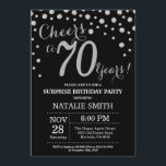 Surprise 70th Birthday Black and Silver Diamond Invitation<br><div class="desc">Surprise 70th Birthday Invitation with Black and Silver Glitter Diamond Background. Silver Confetti. Adult Birthday. Male Men or Women Birthday. For further customisation,  please click the "Customise it" button and use our design tool to modify this template.</div>