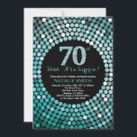 Surprise 70th Birthday Black and Teal Glitter Invitation<br><div class="desc">Surprise 70th Birthday Invitation. Black and Teal Glitter. Teal Diamond. Adult Birthday Party. For Men or Women. For further customisation,  please click the "Customise it" button and use our design tool to modify this template.</div>