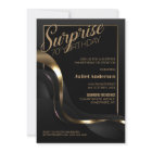 Surprise 70th Birthday Black Gold Party Invitation