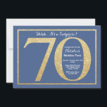 Surprise 70th Birthday Blue and Gold Glitter Invitation<br><div class="desc">Surprise 70th Birthday Invitation. Blue and Gold Glitter Birthday Party Invite with Blue Background. Surprise Birthday. Adult Birthday. Men or Women Bday Bash Party. For further customisation,  please click the "Customise it" button and use our design tool to modify this template.</div>
