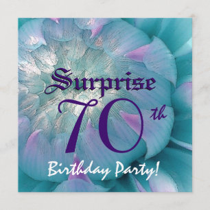 SURPRISE 70th Birthday Blue and Purple Dahlia W077 Invitation