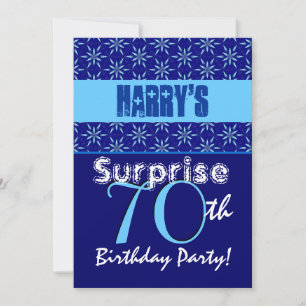 SURPRISE 70th Birthday Blue Stars W1430 Invitation