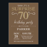 Surprise 70th Birthday Brown and Gold Glitter Invitation<br><div class="desc">Surprise 70th Birthday Invitation with Brown and Gold Glitter Background. Chalkboard. Adult Birthday. Men or Women Bday Invite. Any age. For further customisation,  please click the "Customise it" button and use our design tool to modify this template.</div>