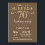 Surprise 70th Birthday Brown and Gold Glitter Invitation<br><div class="desc">Surprise 70th Birthday Invitation with Brown and Gold Glitter Background. Chalkboard. Adult Birthday. Men or Women Bday Invite. Any age. For further customisation,  please click the "Customise it" button and use our design tool to modify this template.</div>