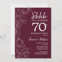 Surprise 70th Birthday Burgundy Floral