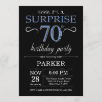 Surprise 70th Birthday Invitation Black and Blue