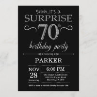 Surprise 70th Birthday Invitation Black and Silver
