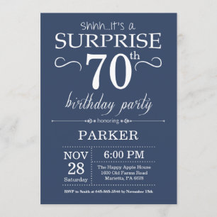 Surprise 70th Birthday Invitation Blue