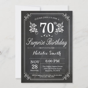 Surprise 70th Birthday Invitation Chalkboard