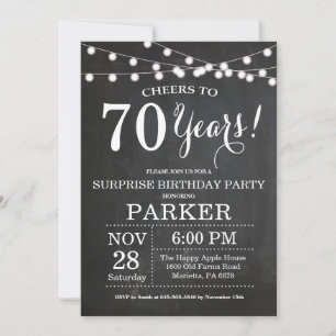 Surprise 70th Birthday Invitation Chalkboard