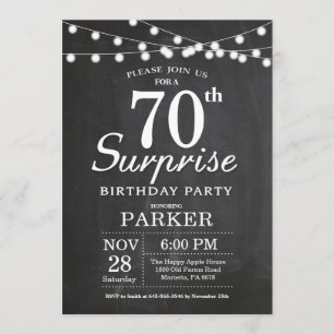 Surprise 70th Birthday Invitation Chalkboard