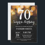 Surprise 70th Birthday Invitation Gold Glitter<br><div class="desc">Surprise 70th Birthday Invitation with Gold String Lights with Gold Glitter Background. Gold Birthday. Adult Birthday. Men or Women Bday Invite. 13th 15th 16th 18th 20th 21st 30th 40th 50th 60th 70th 80th 90th 100th, Any age. For further customisation, please click the "Customise it" button and use our design tool...</div>