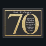 Surprise 70th Birthday Invitation Gold Glitter<br><div class="desc">Surprise 70th Birthday Invitation. Black and Gold Glitter Birthday Party Invite with Chalkboard Background. Surprise Birthday. Adult Birthday. Men or Women Bday Bash Party. For further customisation,  please click the "Customise it" button and use our design tool to modify this template.</div>