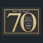 Surprise 70th Birthday Invitation Gold Glitter<br><div class="desc">Surprise 70th Birthday Invitation. Black and Gold Glitter Birthday Party Invite with Chalkboard Background. Surprise Birthday. Adult Birthday. Men or Women Bday Bash Party. For further customisation,  please click the "Customise it" button and use our design tool to modify this template.</div>