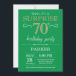 Surprise 70th Birthday Invitation Green and Gold<br><div class="desc">Surprise 70th Birthday Invitation with Green and Gold Glitter Background. Chalkboard. Adult Birthday. Men or Women Bday Invite. Any age. For further customisation,  please click the "Customise it" button and use our design tool to modify this template.</div>