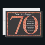 Surprise 70th Birthday Invitation Orange Glitter<br><div class="desc">Surprise 70th Birthday Invitation. Black and Orange Glitter Birthday Party Invite with Chalkboard Background. Surprise Birthday. Adult Birthday. Men or Women Bday Bash Party. For further customisation,  please click the "Customise it" button and use our design tool to modify this template.</div>
