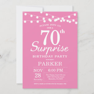 Surprise 70th Birthday Invitation Pink