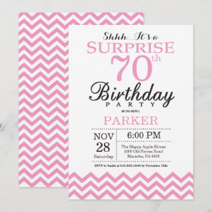 Surprise 70th Birthday Invitation Pink Chevron