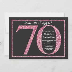 Surprise 70th Birthday Invitation Pink Glitter