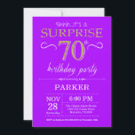 Surprise 70th Birthday Invitation Purple and Gold<br><div class="desc">Surprise 70th Birthday Invitation with Purple and Gold Glitter Background. Chalkboard. Adult Birthday. Men or Women Bday Invite. Any age. For further customisation,  please click the "Customise it" button and use our design tool to modify this template.</div>