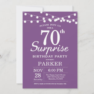 Surprise 70th Birthday Invitation Purple Lavender