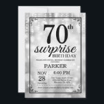 Surprise 70th Birthday Invitation Silver Glitter<br><div class="desc">Surprise 70th Birthday Invitation with Silver String Lights with Silver Glitter Background. Silver Birthday. Adult Birthday. Men or Women Bday Invite. 13th 15th 16th 18th 20th 21st 30th 40th 50th 60th 70th 80th 90th 100th, Any age. For further customisation, please click the "Customise it" button and use our design tool...</div>