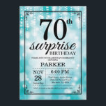 Surprise 70th Birthday Invitation Teal Glitter<br><div class="desc">Surprise 70th Birthday Invitation with Teal String Lights with Teal Glitter Background. Teal Birthday. Adult Birthday. Men or Women Bday Invite. 13th 15th 16th 18th 20th 21st 30th 40th 50th 60th 70th 80th 90th 100th, Any age. For further customisation, please click the "Customise it" button and use our design tool...</div>