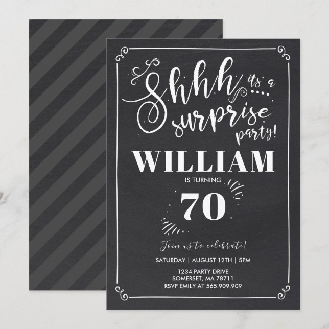 Surprise 70th Birthday Invitation Vintage Surprise (Front/Back)