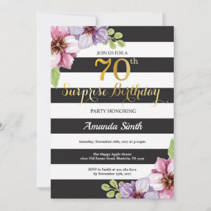 Surprise 70th Birthday Invitation Women Floral
