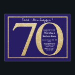 Surprise 70th Birthday Navy Blue and Gold Glitter Invitation<br><div class="desc">Surprise 70th Birthday Invitation. Navy Blue and Gold Glitter Birthday Party Invite with Navy Blue Background. Surprise Birthday. Adult Birthday. Men or Women Bday Bash Party. For further customisation,  please click the "Customise it" button and use our design tool to modify this template.</div>